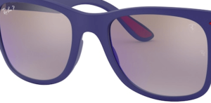 Lentes originales Ray-Ban RB4195M Ferrari, color H0 · Espejo azul chromance polarizado · plástico