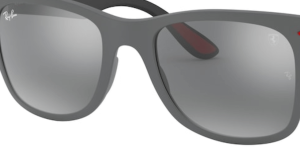 Lentes originales Ray-Ban RB4195M Ferrari, color 6G · Espejo gris total · plástico