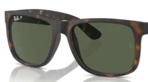 Lentes originales Ray-Ban RB4165 Justin, color 9A · Verde polarizado · plástico