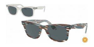Ray-Ban RB2140 WAYFARER, color 1407R5 · Fotocromático rayado azul claro