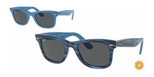 Ray-Ban RB2140 WAYFARER, color 1409B1 · Fotocromático rayado azul