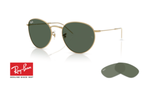 Lentes originales Ray-Ban RB0103S Round Reverse, color VR · G15 verde · plástico