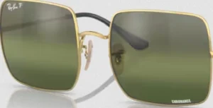 Lentes originales Ray-Ban RB1971 Square, color G4 · Polarizado transparente degradado verde oscuro