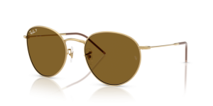 Lentes originales Ray-Ban RB0103S Round Reverse, color 83 · Polarizado marrón · plástico