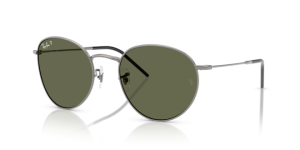 Lentes originales Ray-Ban RB0103S Round Reverse, color 9A · Verde polarizado · plástico