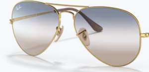 Lentes originales Ray-Ban RB3689 Aviator Metal II, color GD · Transparente degradado azul degradado marrón