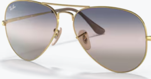 Lentes originales Ray-Ban RB3689 Aviator Metal II, color GE · Rosa degradado azul degradado gris