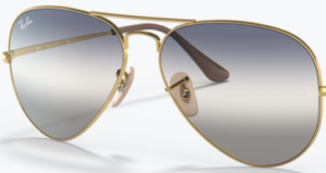 Lentes originales Ray-Ban RB3689 Aviator Metal II, color GF · Transparente degradado azul degradado gris