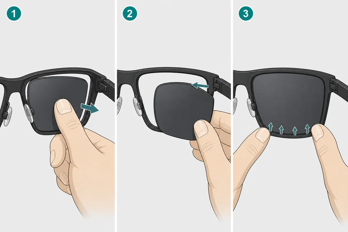 Pasos para cambiar las lentes de las Ray-Ban 4264: sacar, presentar y encajar el cristal