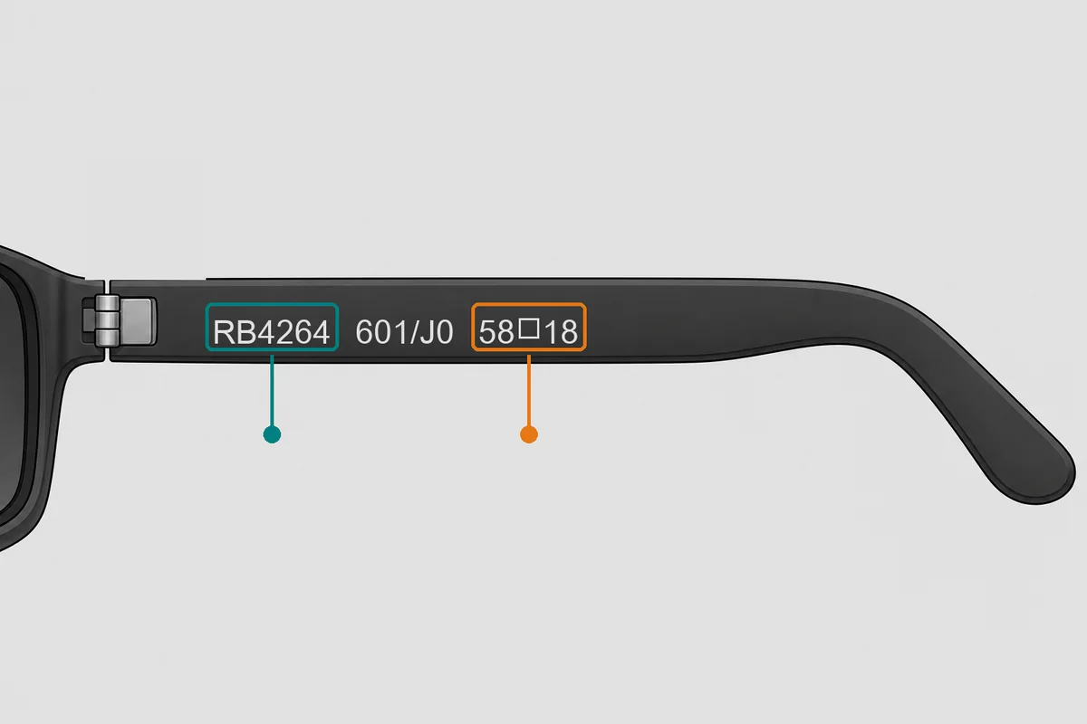 Dónde está el modelo RB4264 y el calibre 58 en la patilla de las Ray-Ban